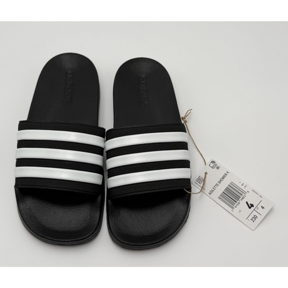 NEW Adidas Adilette Shower G27625 Black Open Toe Slip On Slide Sandals Size 4 - Picture 1 of 5